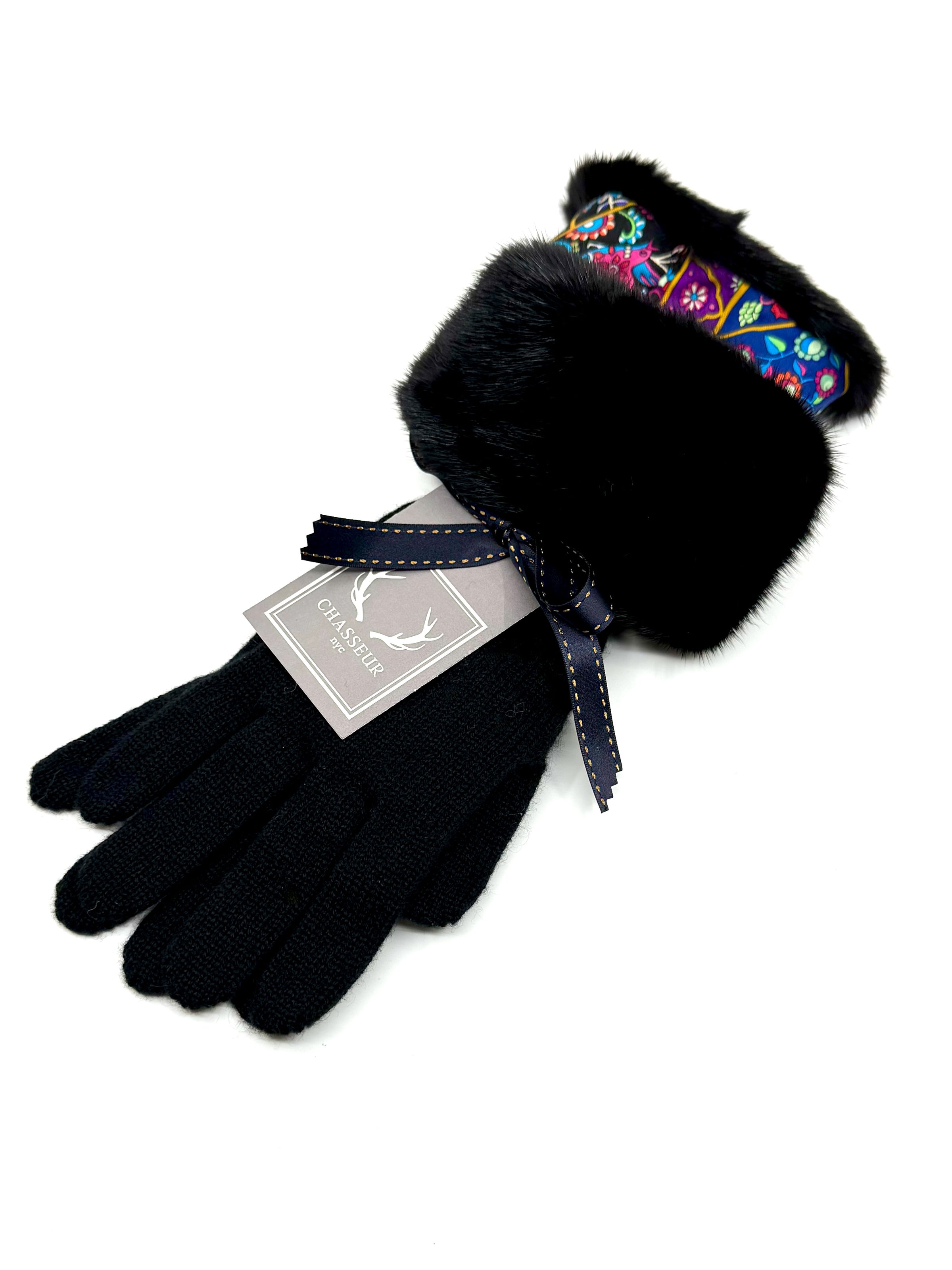 Cashmere Gloves with Fur Cuff