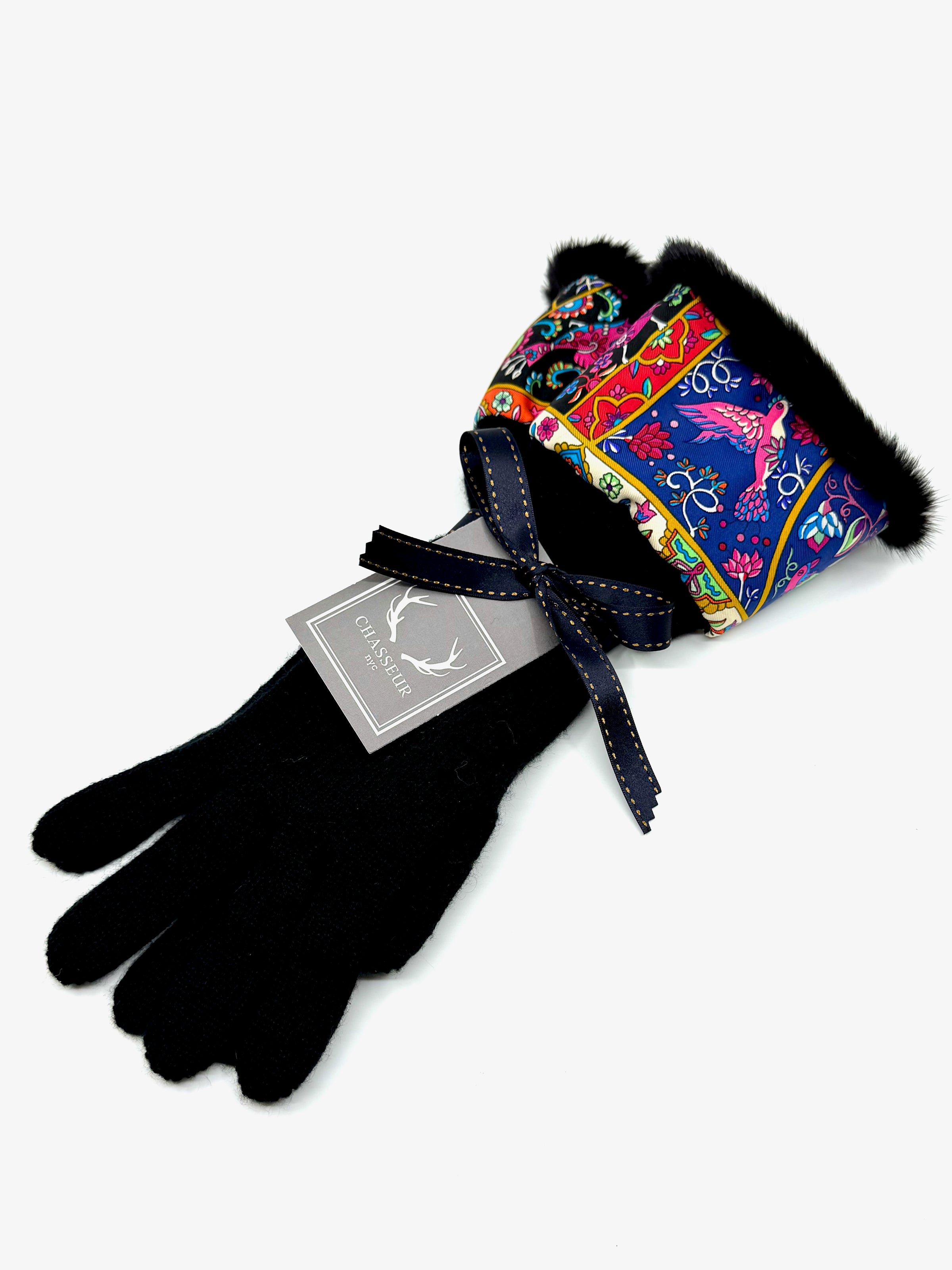Cashmere Gloves with Fur Cuff