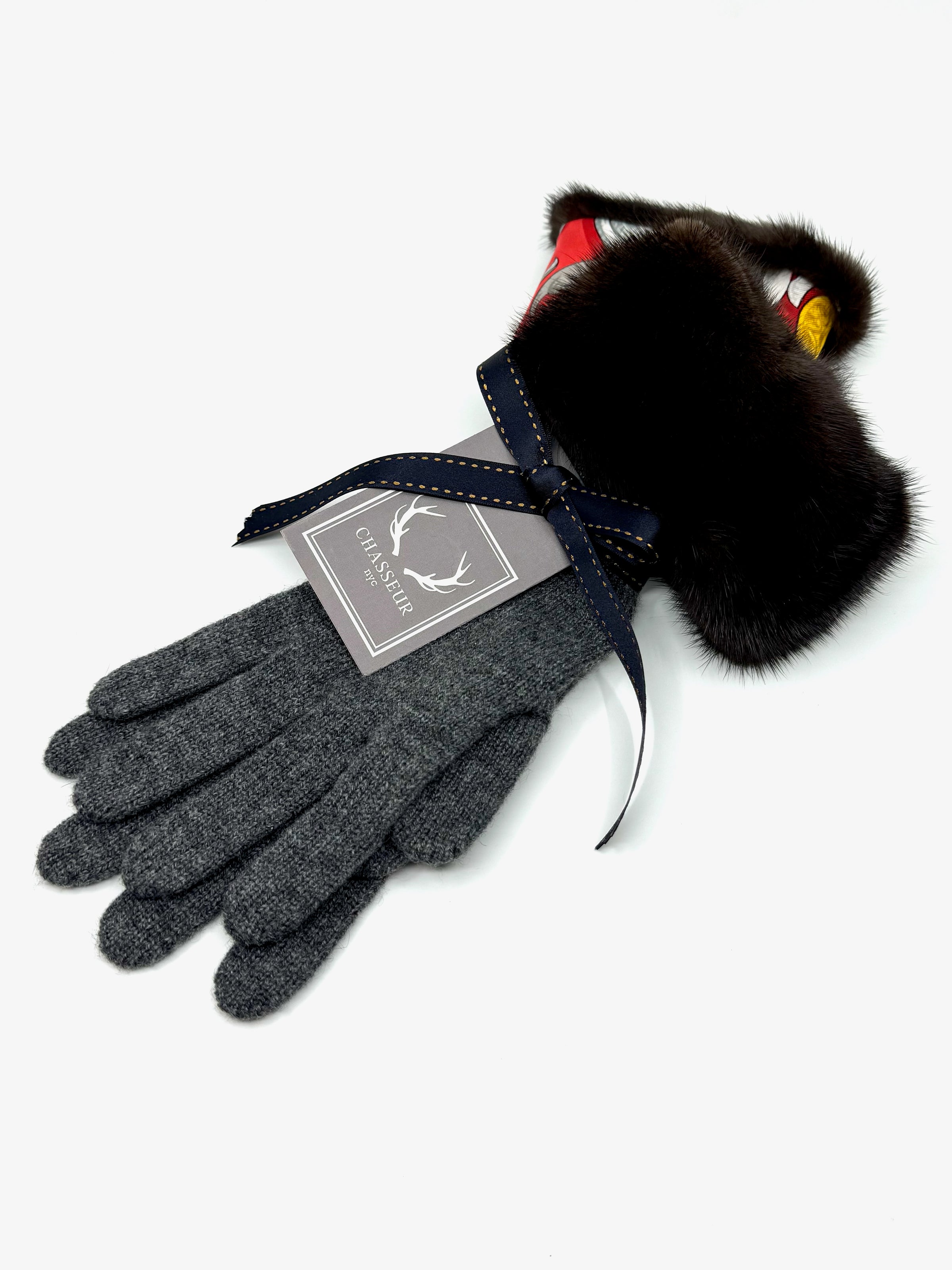 Cashmere Gloves with Fur Cuff