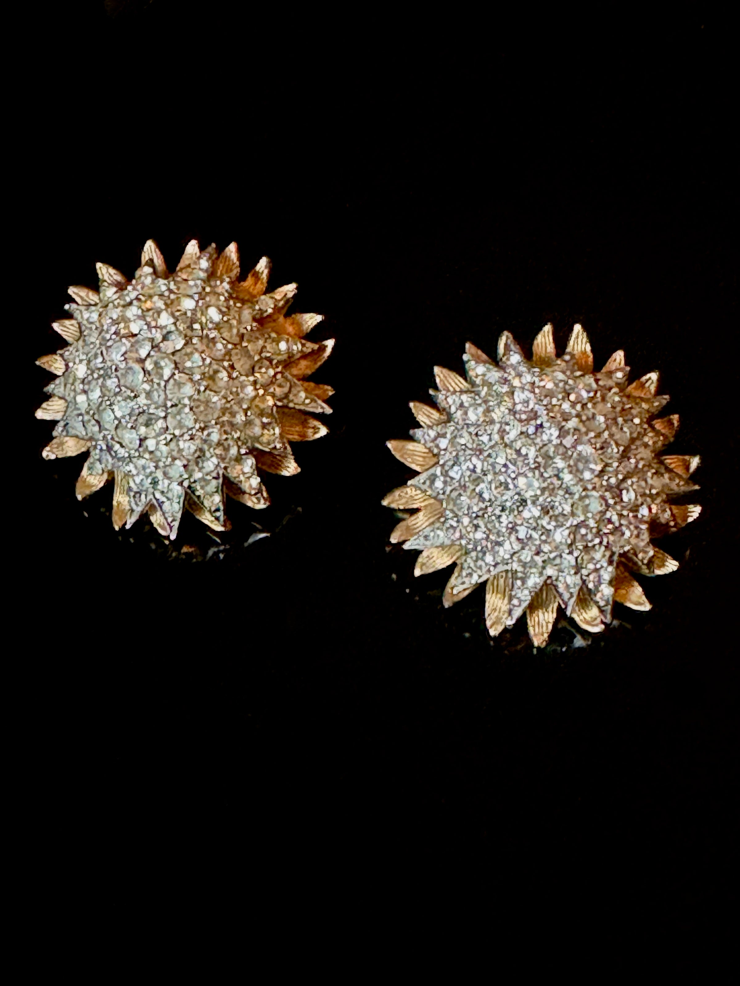 Rhinestone Pavé Earclips, c1960s
