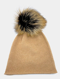 Cashmere and Fur Pompon Hat