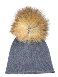 Cashmere and Fur Pompon Hat