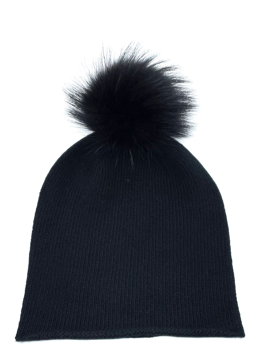 Cashmere and Fur Pompon Hat