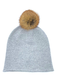 Cashmere and Fur Pompon Hat