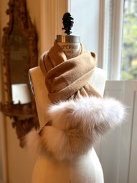 Cashmere Stole with Fox Fur Trim