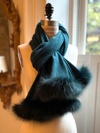 Cashmere Stole with Fox Fur Trim