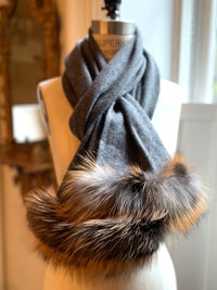 Cashmere Stole with Fox Fur Trim