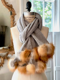 Cashmere Stole with Fox Fur Trim