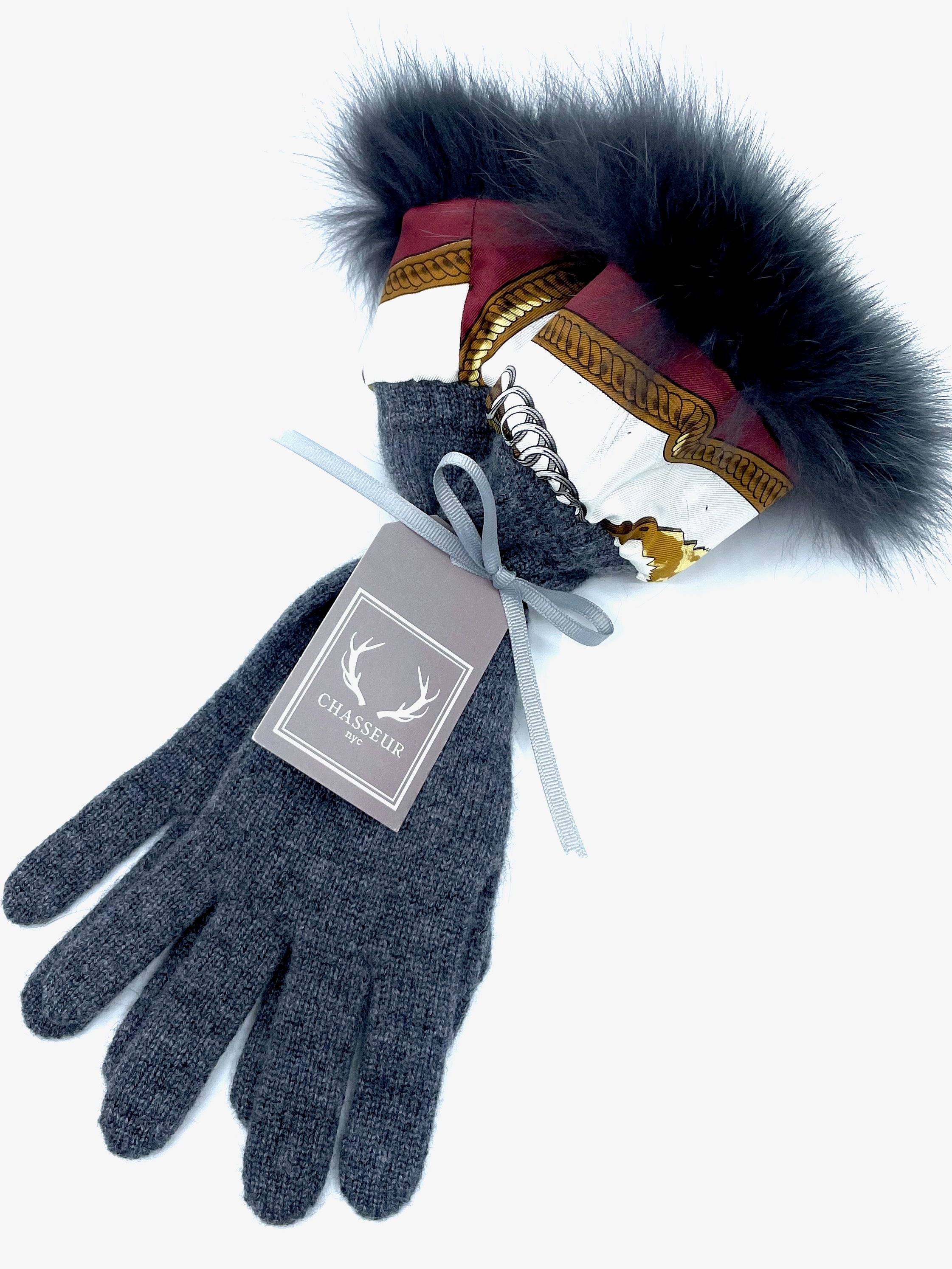 Cashmere Gloves with Fur Cuff