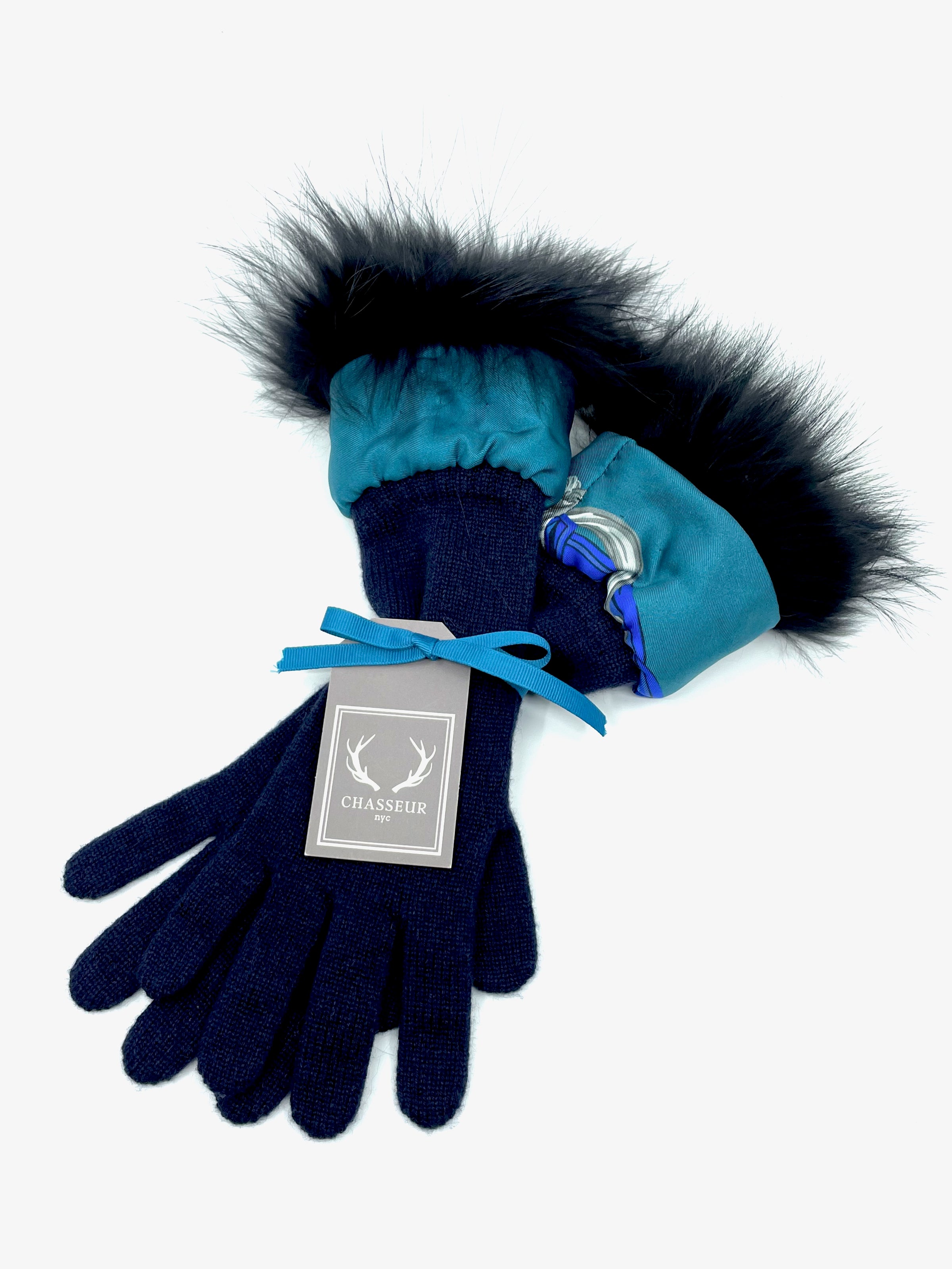 Cashmere Gloves with Fur Cuff