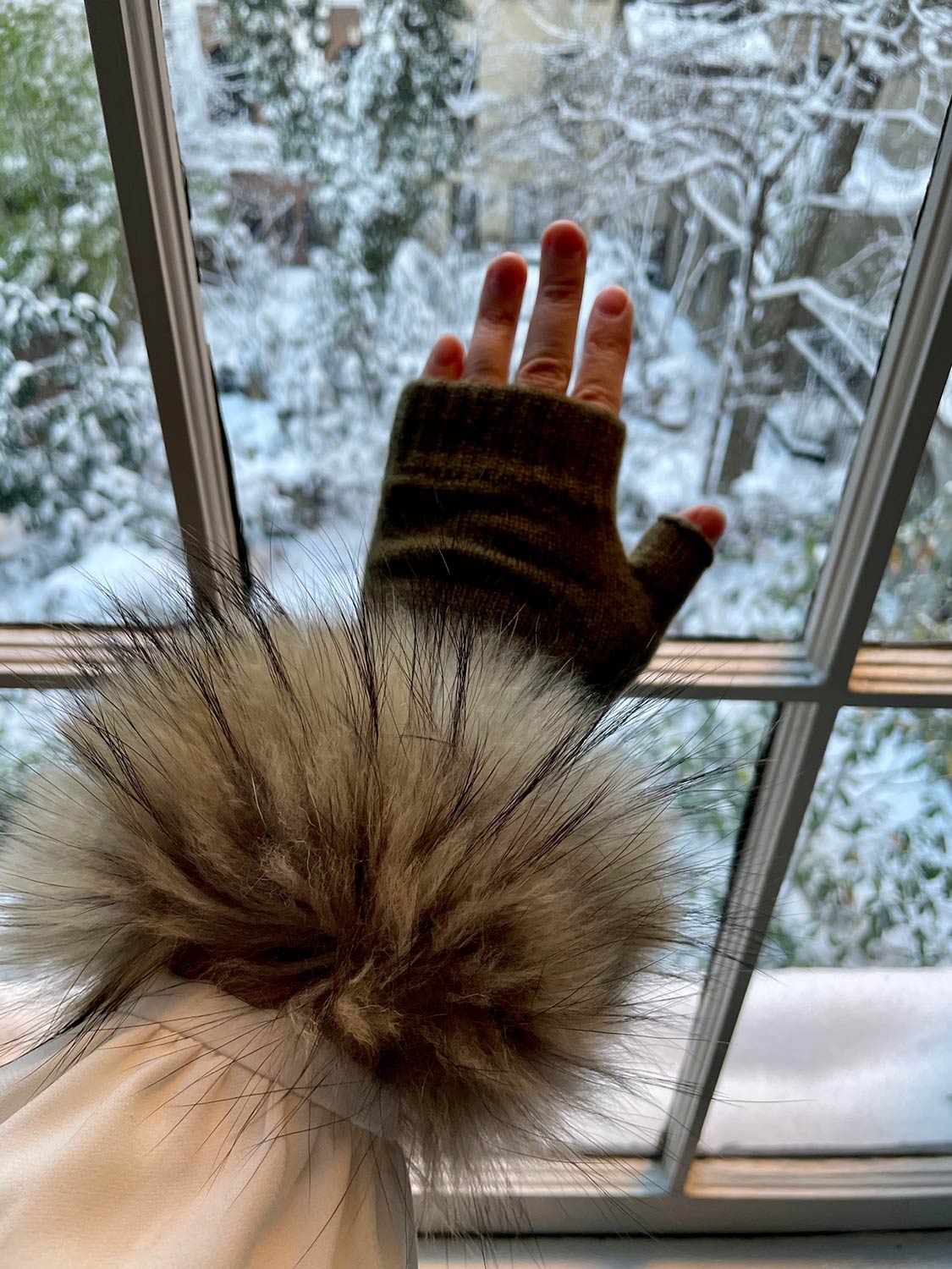 Cashmere Glovlettes with Fur Cuff