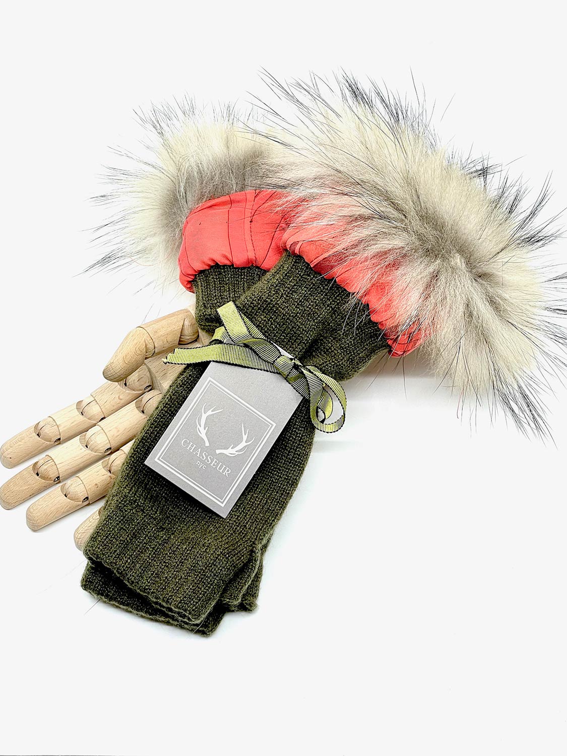 Cashmere Glovlettes with Fur Cuff