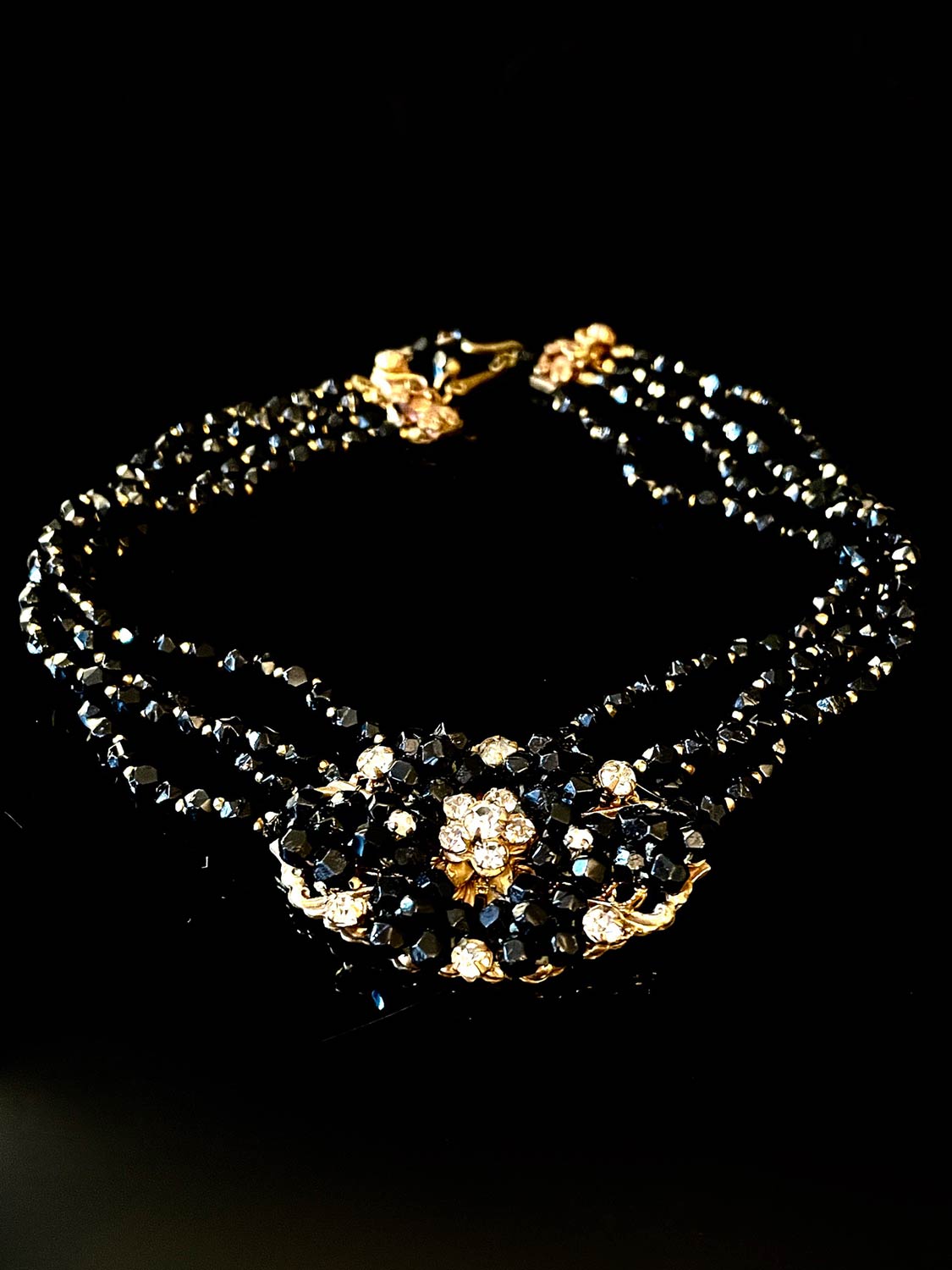 Jet Floral Choker, c1960s