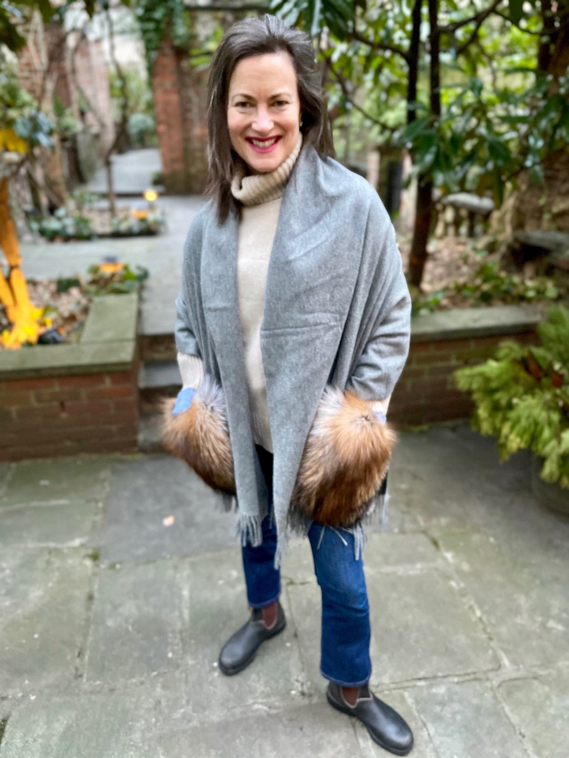 Cashmere and Fox Pocket Shawl