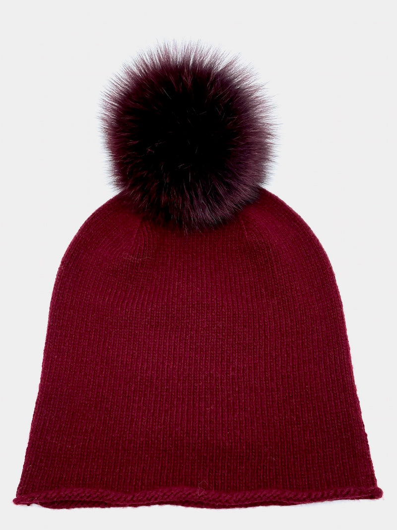 Cashmere and Fur Pompon Hat