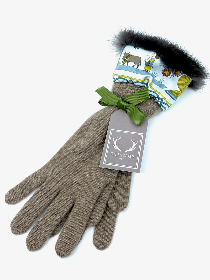 Cashmere Gloves with Fur Cuff